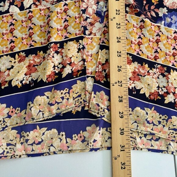 Maurices One Size Open Front Navy Blue Floral Kimono - Picture 10 of 11